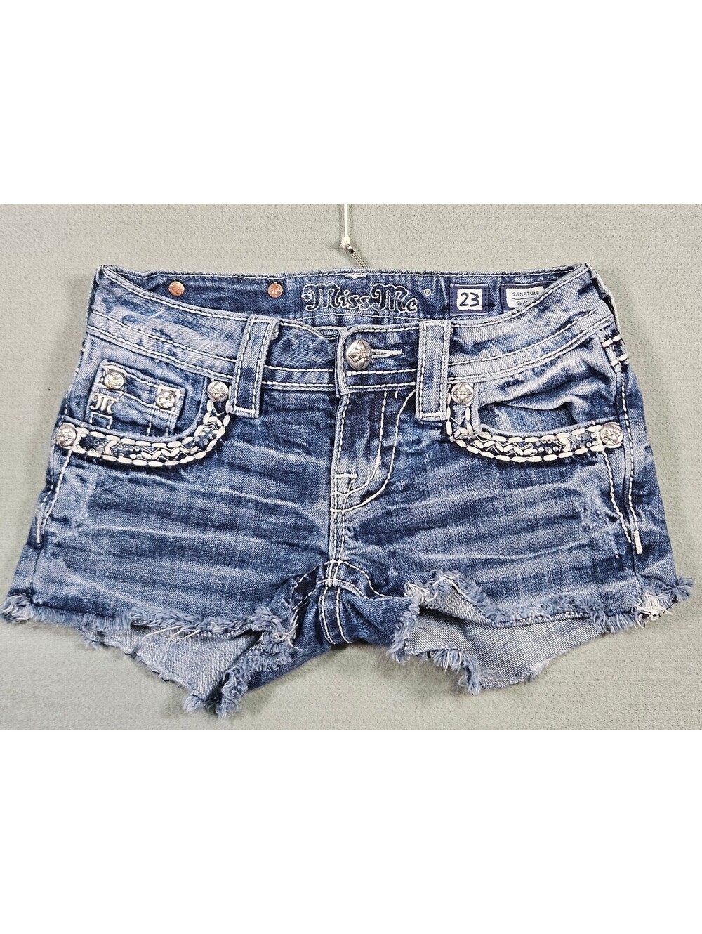 Miss Me Womens Cutoff Blue Denim Embellished Shorts 23